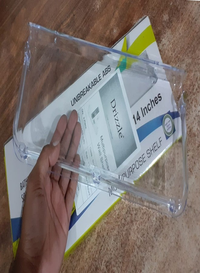 دريزل رف حائط بلاستيكي غير قابل للكسر من DRIZZLE للحمام وديكور المنزل (طول 14 بوصة، شفاف) - Image 3